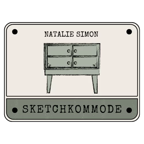 Sketchkommode Natalie Simon Logo im Vintage-Stil